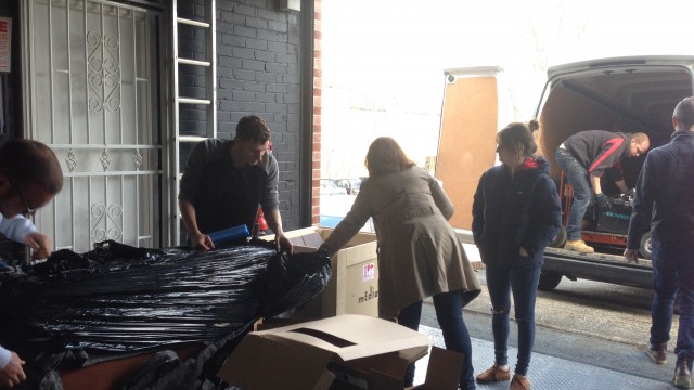 Deliveries all come at once. Set furniture and a van full of shooting kit.